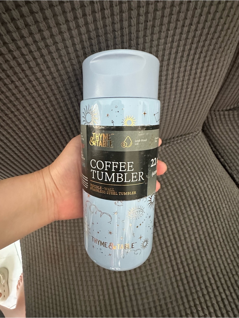 Thyme & Table Light Blue Coffee Tumbler new 22oz
